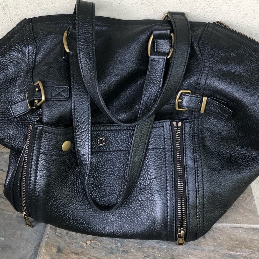 Yves Saint Laurent Black Learher Downtown Tote